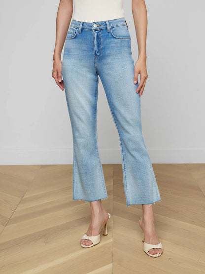 Kendra Cropped Flare Jean Dry Ice - L'AGENCE