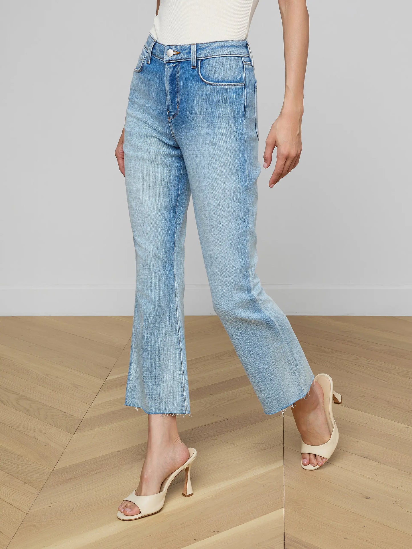 Kendra Cropped Flare Jean Dry Ice - L'AGENCE