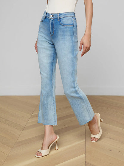 Kendra Cropped Flare Jean Dry Ice - L'AGENCE