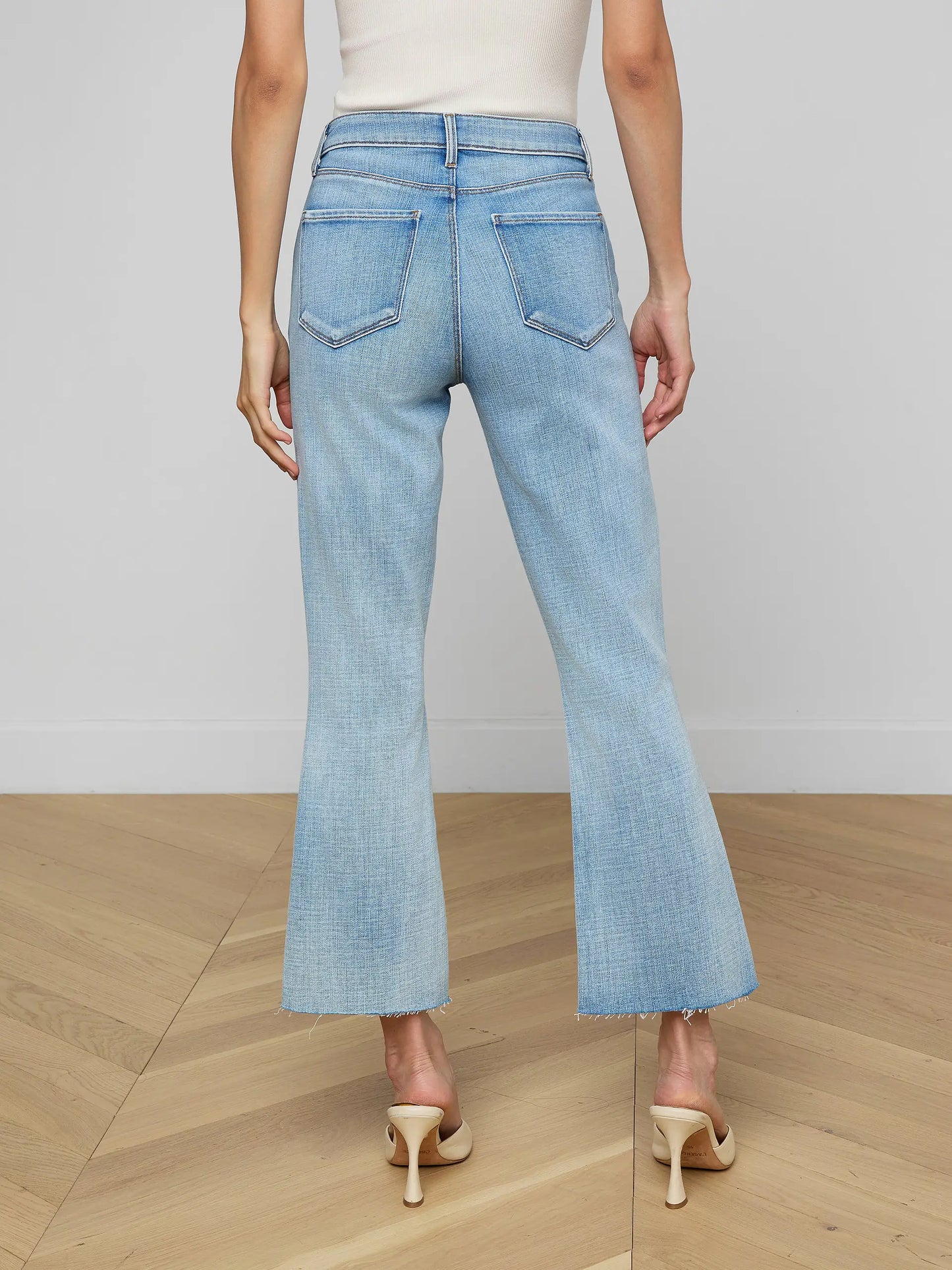 Kendra Cropped Flare Jean Dry Ice - L'AGENCE