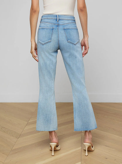 Kendra Cropped Flare Jean Dry Ice - L'AGENCE
