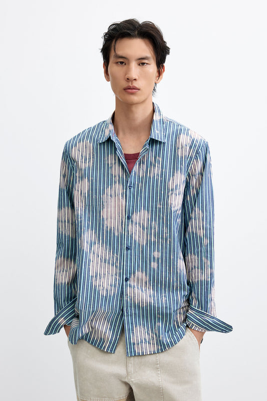 Tie-Dye Striped Shirt Blue - Desigual