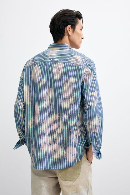 Tie-Dye Striped Shirt Blue - Desigual
