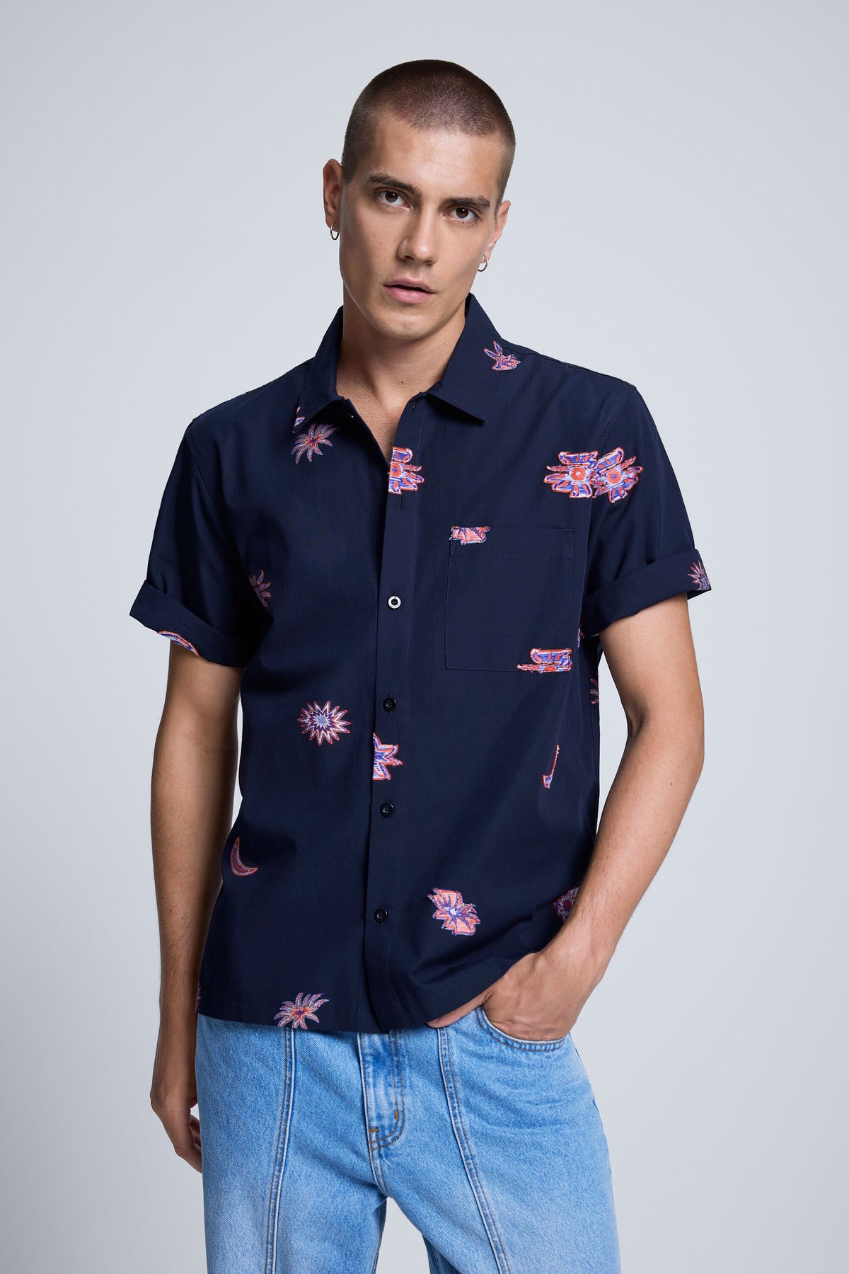 Printed Jacquard Shirt Navy - Desigual