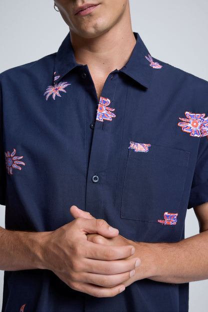 Printed Jacquard Shirt Navy - Desigual