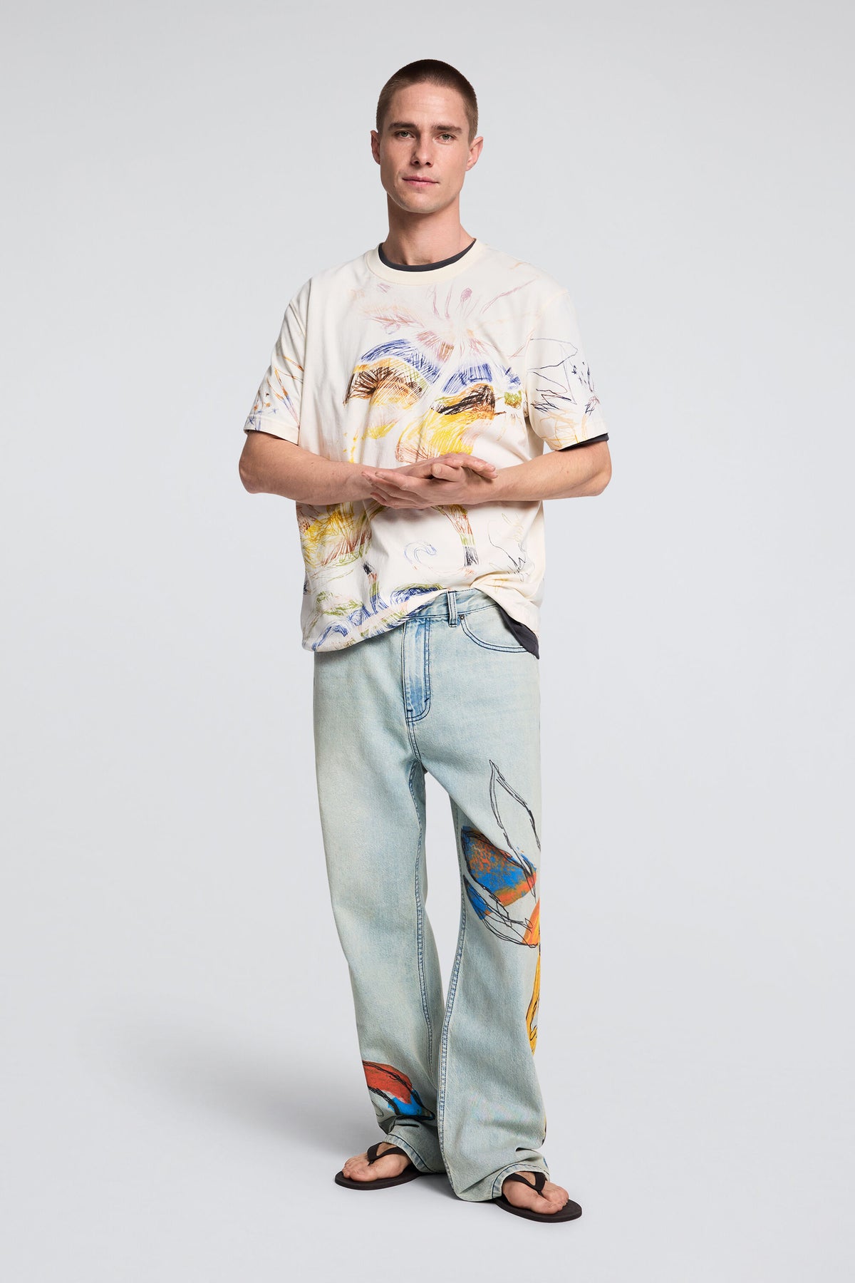 Printed T-Shirt With Drawings Crudo - Desigual