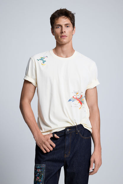 Embroidered T-Shirt Ecru - Desigual