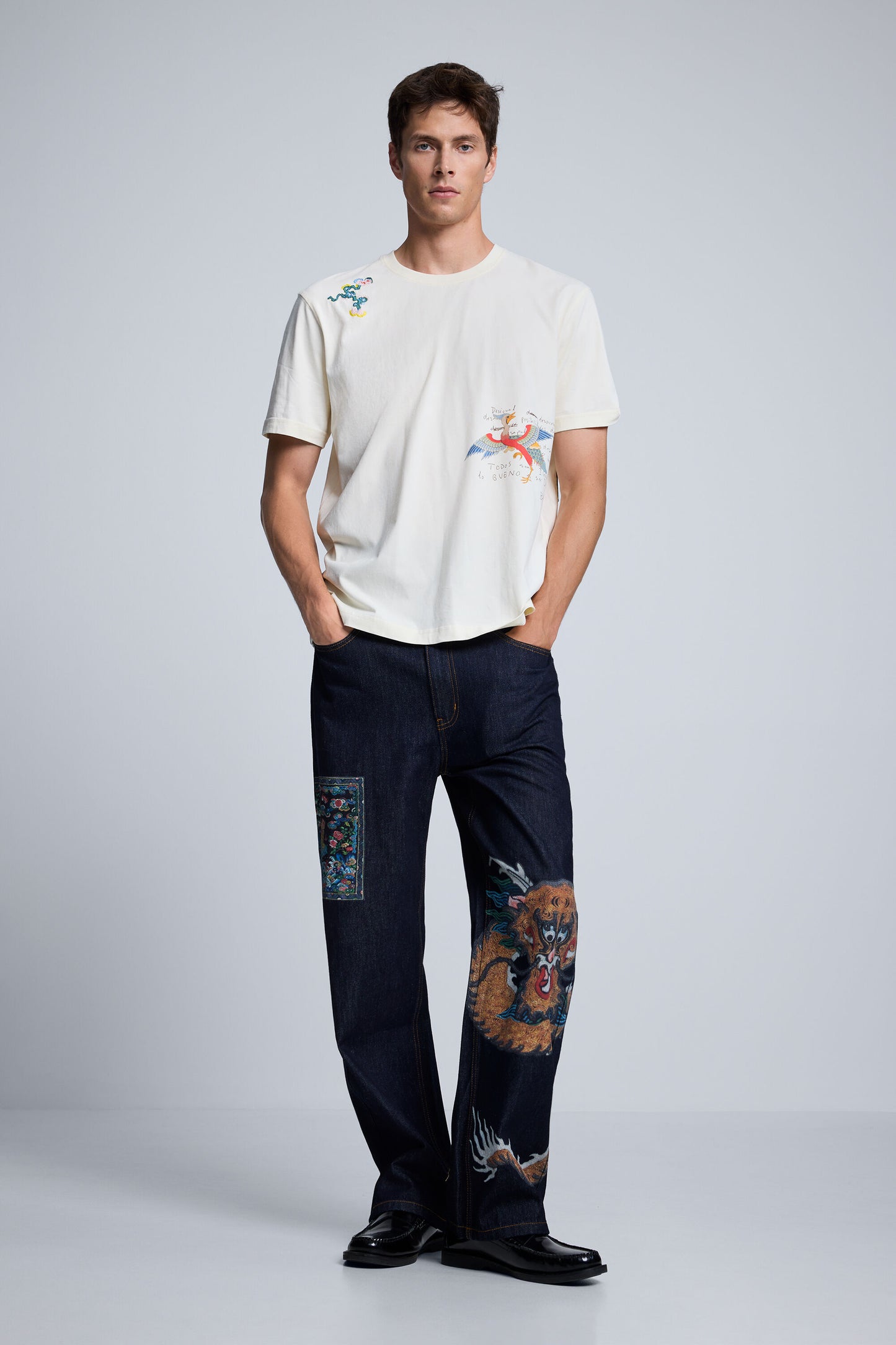 Embroidered T-Shirt Ecru - Desigual