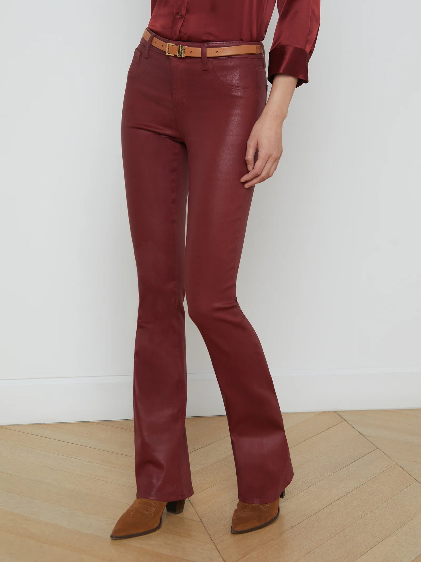 Selma Coated Bootcut Jean Syrah