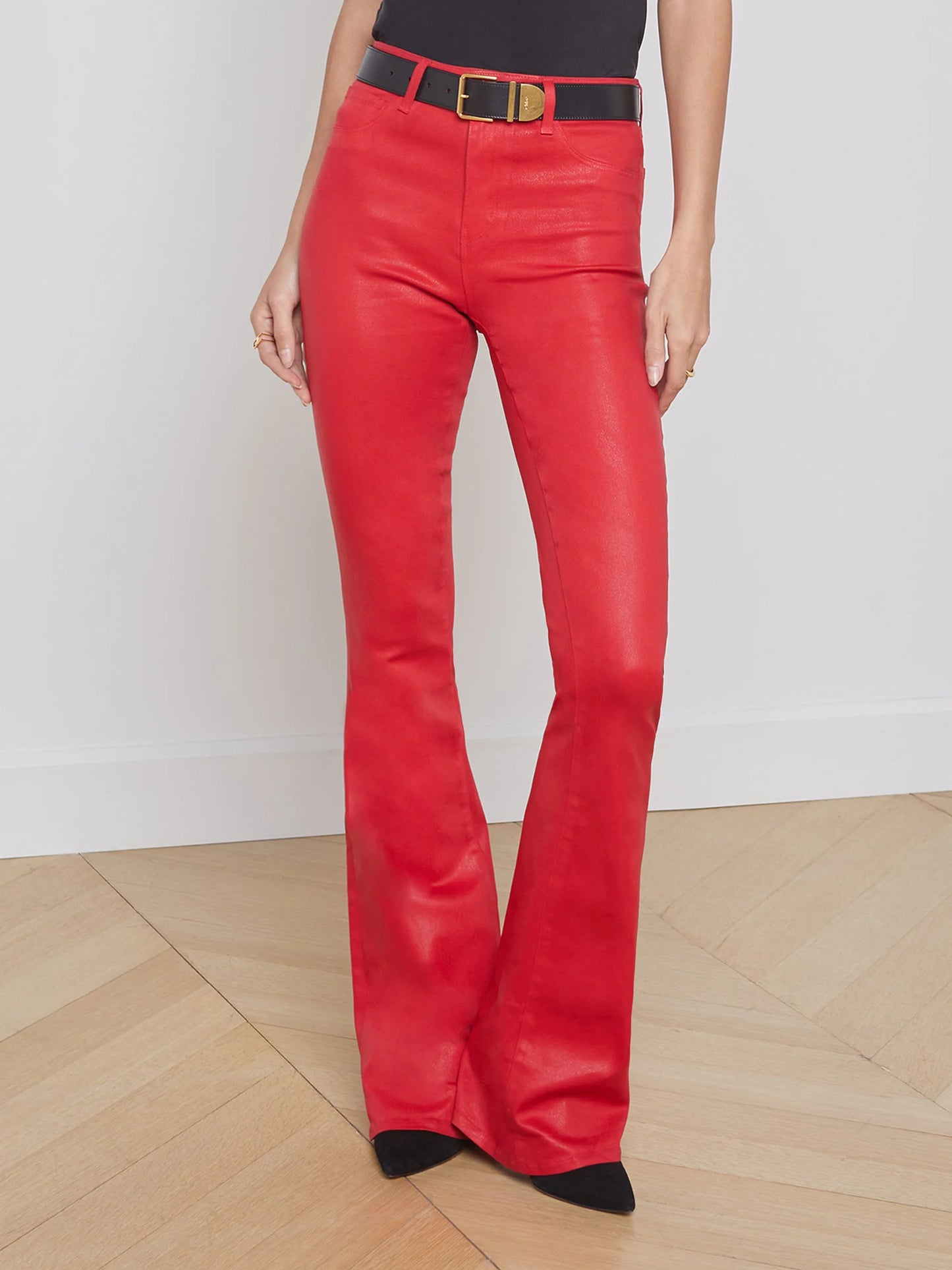 Marty Coated Flare Jean Tango Red - L'AGENCE