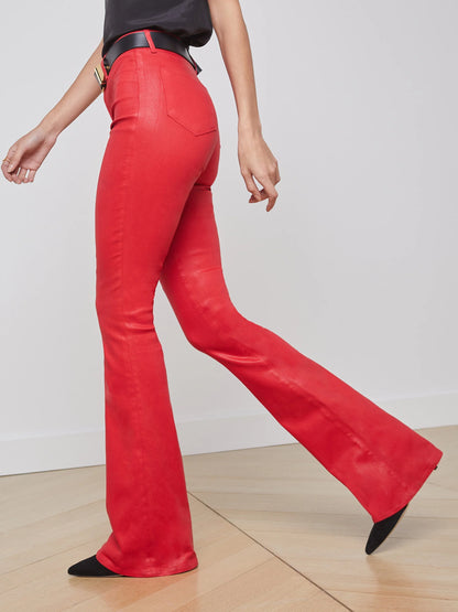 Marty Coated Flare Jean Tango Red - L'AGENCE