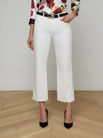 Wanda Cropped Wide-Leg Jean Blanc - L'AGENCE