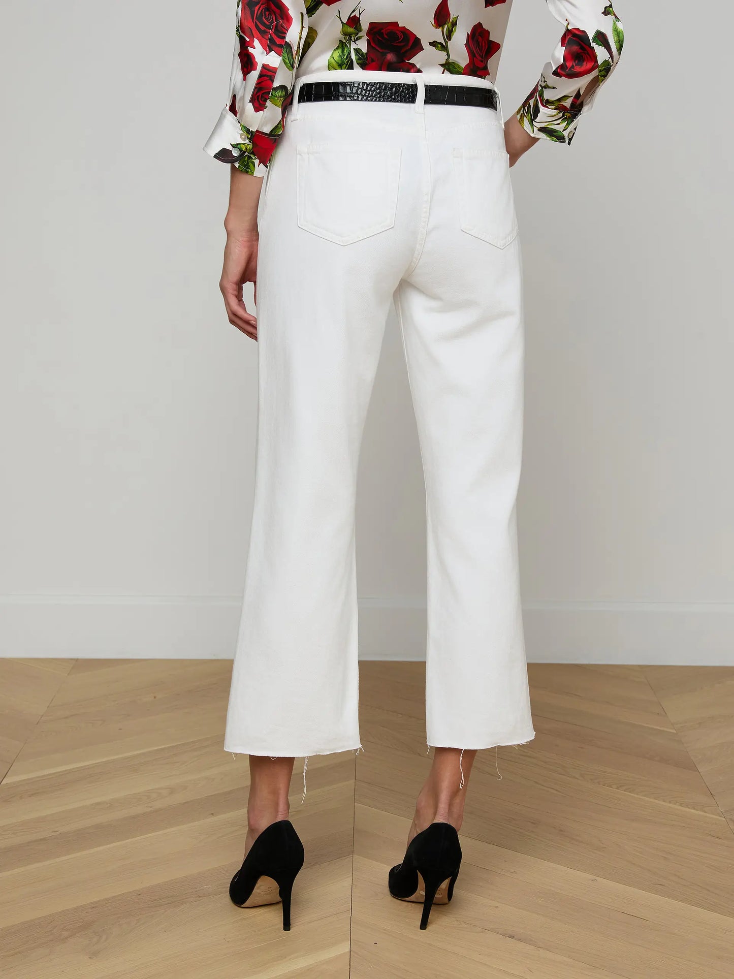 Wanda Cropped Wide-Leg Jean Blanc - L'AGENCE