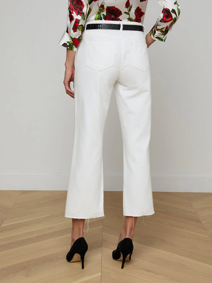 Wanda Cropped Wide-Leg Jean Blanc - L'AGENCE