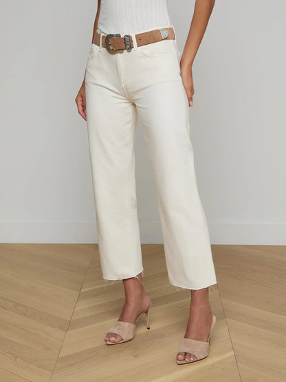 Wanda Cropped Wide-Leg Jean Light Ecru - L'AGENCE