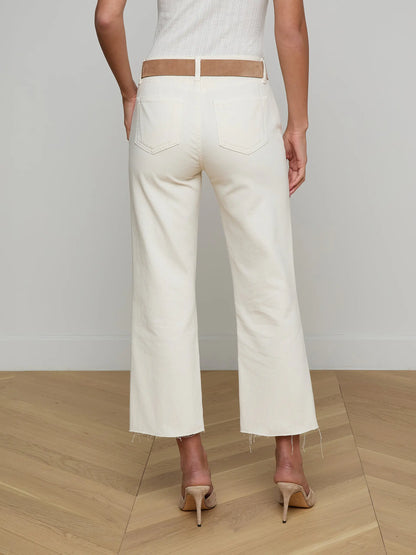 Wanda Cropped Wide-Leg Jean Light Ecru - L'AGENCE