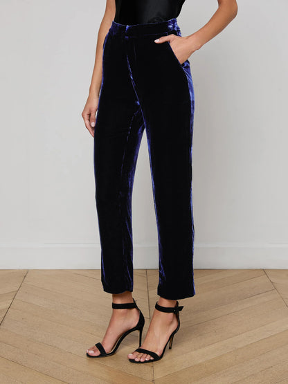 Rebel Velvet Trouser Midnight - L'AGENCE