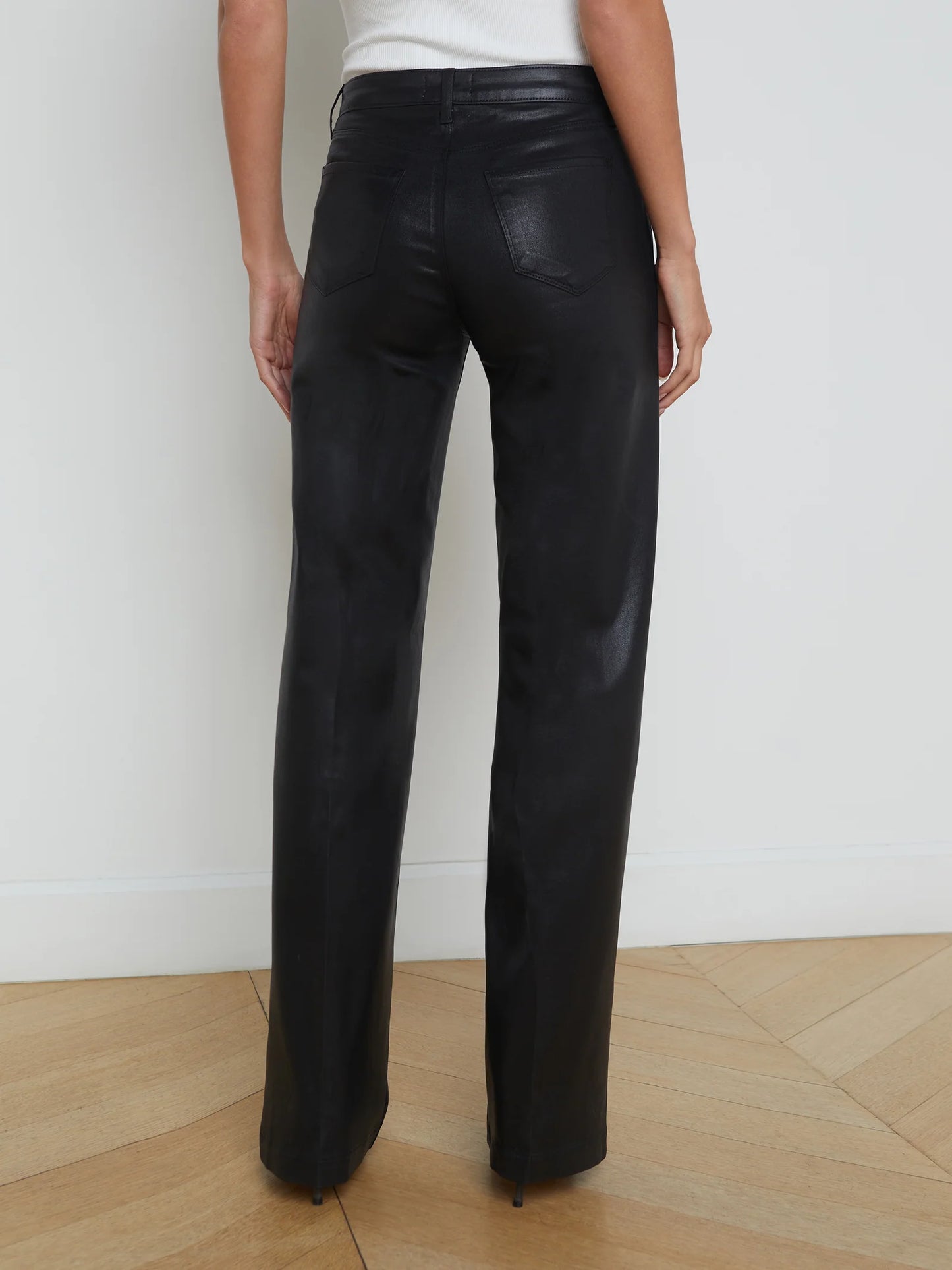 Clayton Coated Wide-Leg Jean Noir