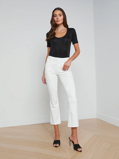 Mira Cropped Micro Boot Jean Blanc - L'AGENCE