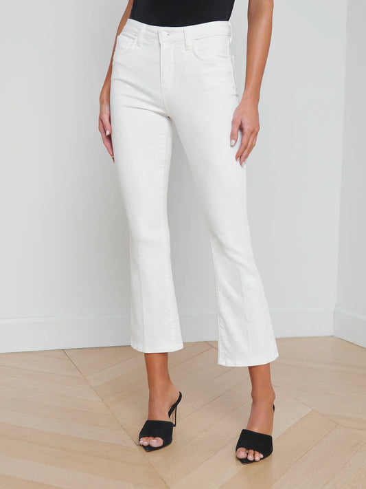 Mira Cropped Micro Boot Jean Blanc - L'AGENCE