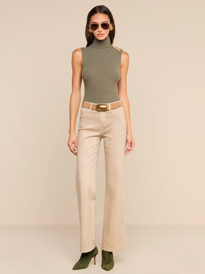 Scottie Coated Wide-Leg Jean Antique Birch - L'AGENCE