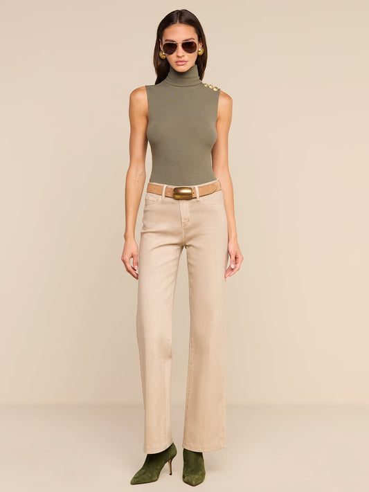 Scottie Coated Wide-Leg Jean Antique Birch - L'AGENCE