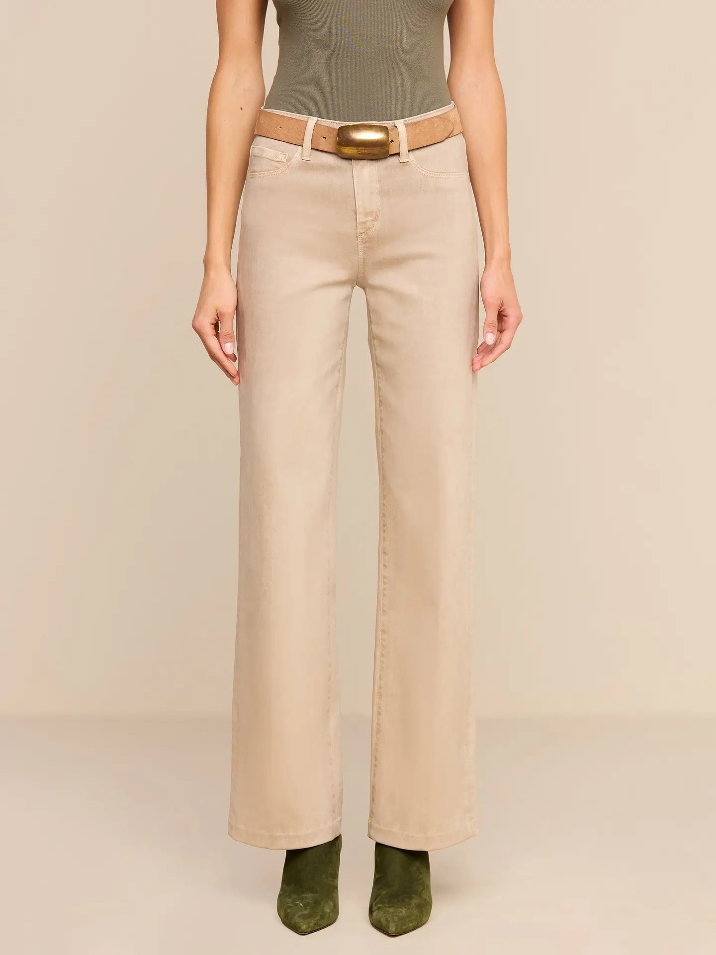 Scottie Coated Wide-Leg Jean Antique Birch - L'AGENCE