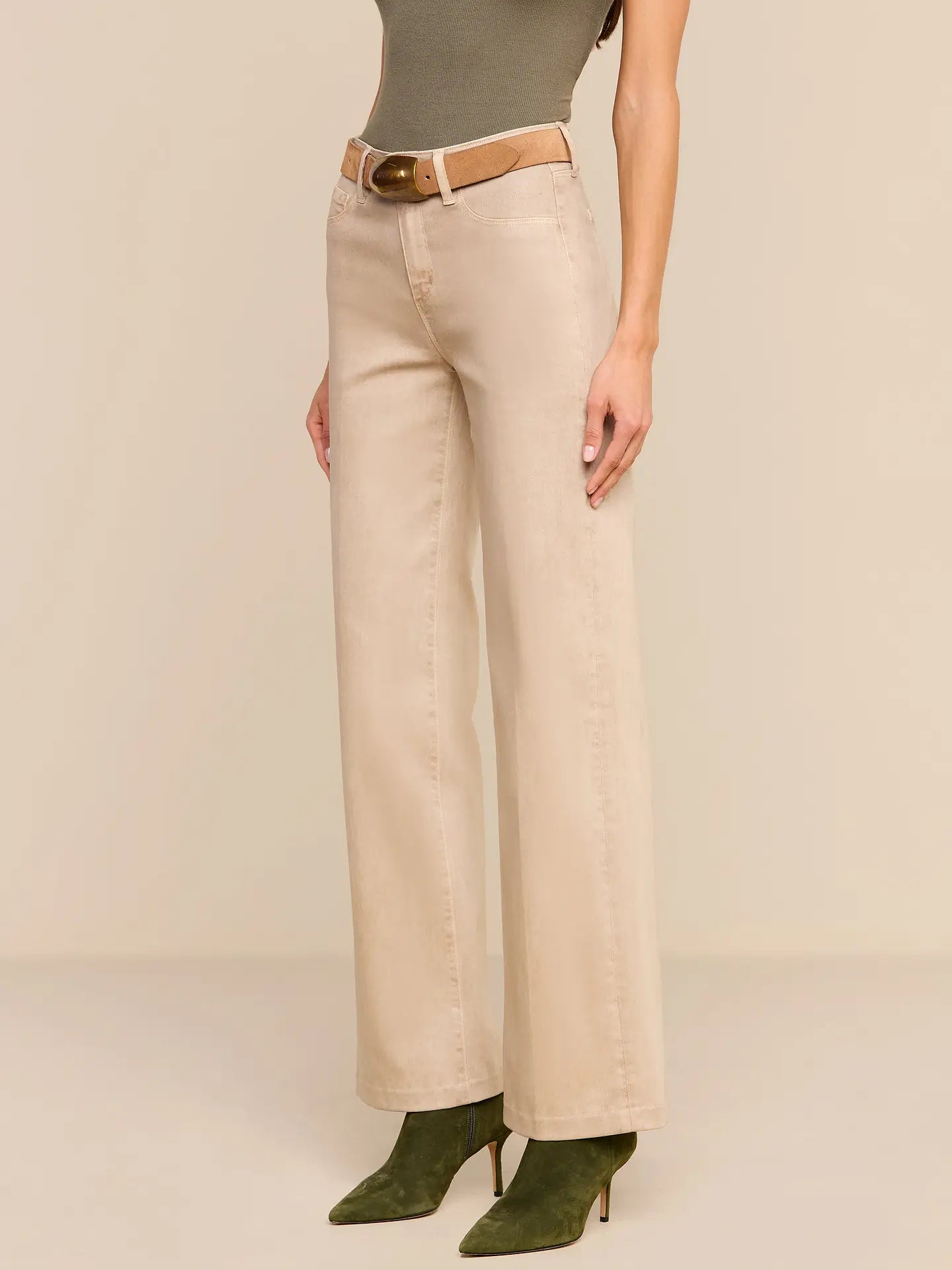 Scottie Coated Wide-Leg Jean Antique Birch - L'AGENCE