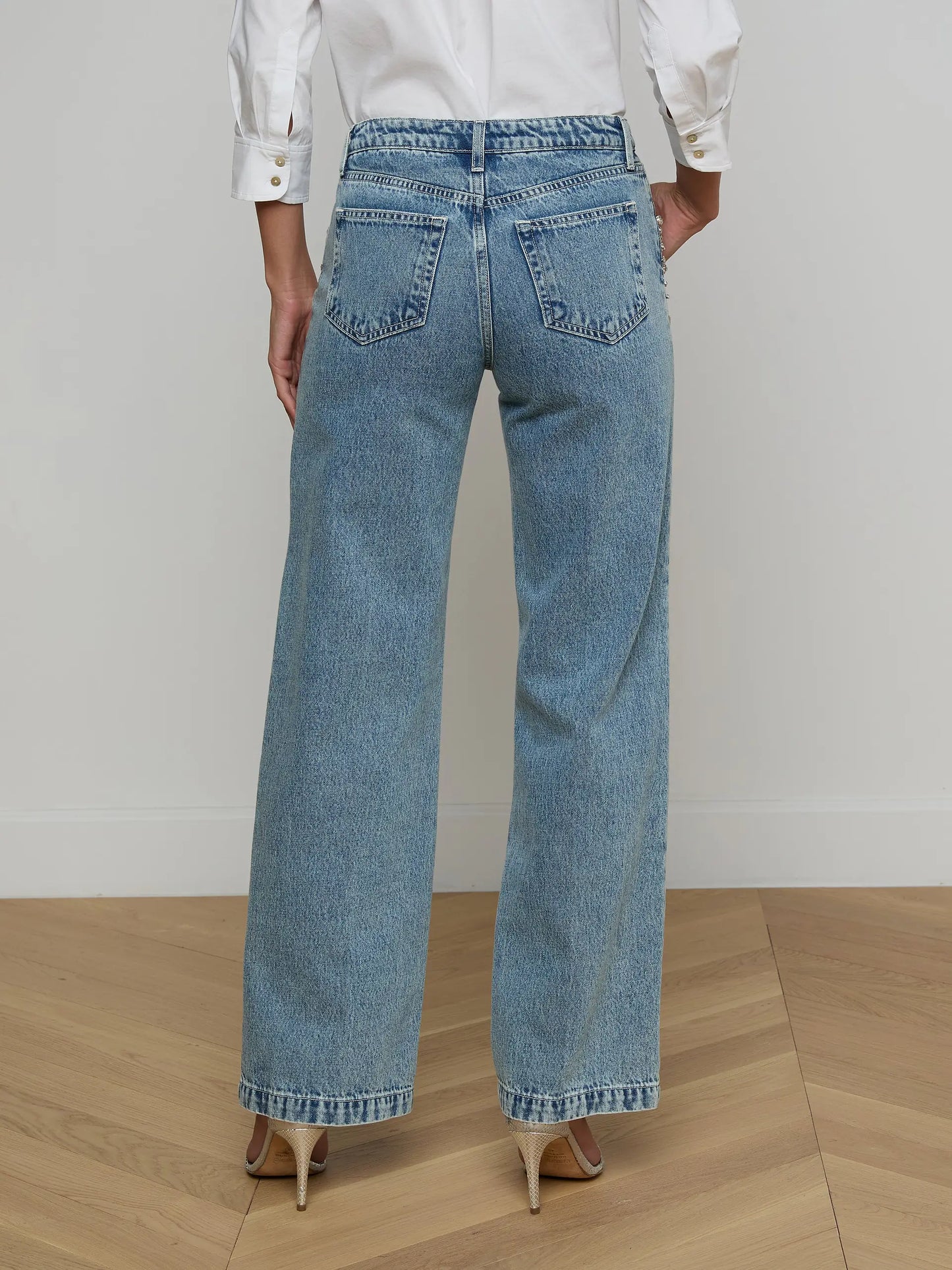 Scottie Embellished Wide-Leg Malibu - L'AGENCE