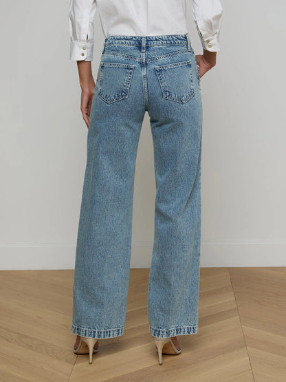 Scottie Embellished Wide-Leg Malibu - L'AGENCE