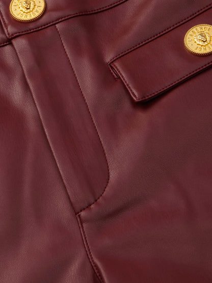 Dionne Vegan Leather Short Black Cherry - L'AGENCE