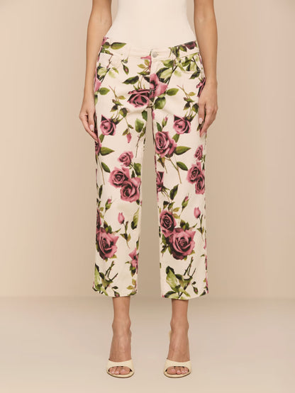 Blaine Cropped Stovepipe Jean Ecru/Mauve Romantic Rose - L'AGENCE