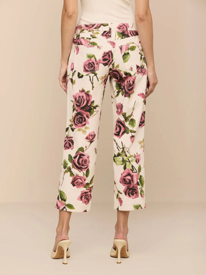 Blaine Cropped Stovepipe Jean Ecru/Mauve Romantic Rose - L'AGENCE