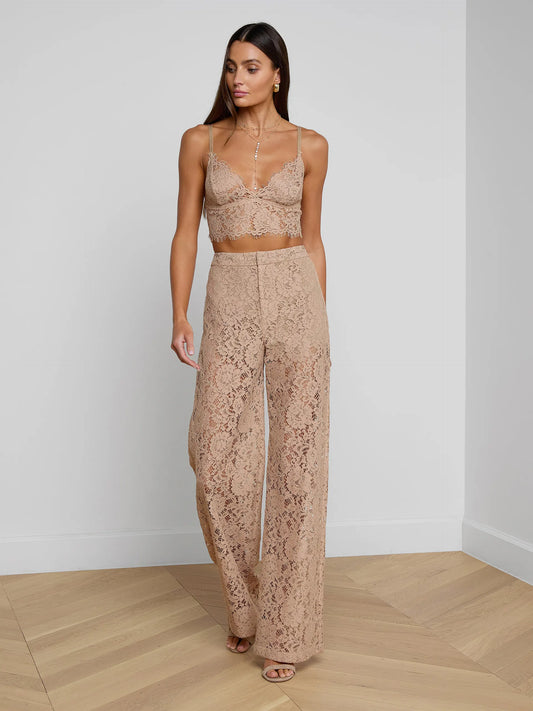 Livvy Lace Trouser Cappuccino - L'AGENCE