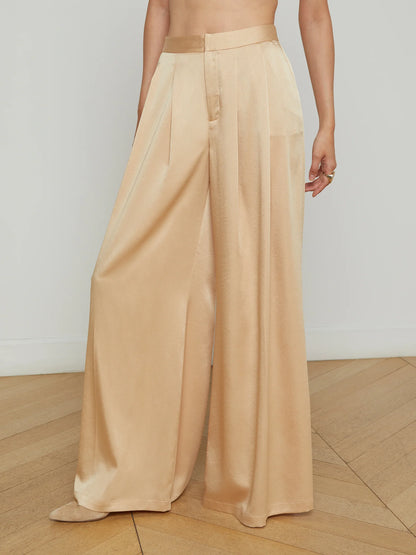 Aubrey Satin Pant Latte - L'AGENCE