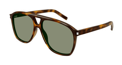 Aviator Brow Bar Sunglasses Havana Green - Saint Laurent