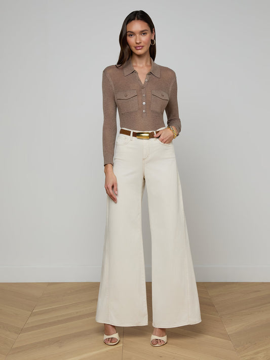 Beau Wide-Leg Jean Macadamia - L'AGENCE