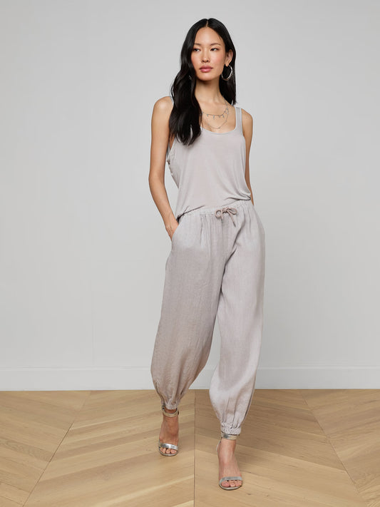 Mariko Linen Jogger Light Pewter - L'AGENCE