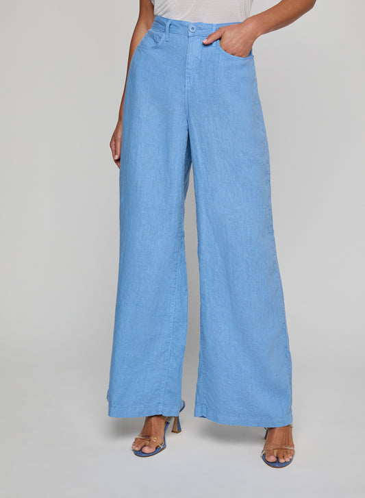 Amara Linen Wide-Leg Pant Allure Blue - L'AGENCE