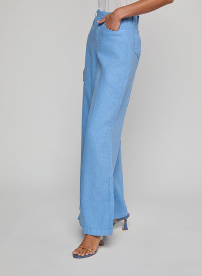 Amara Linen Wide-Leg Pant Allure Blue - L'AGENCE