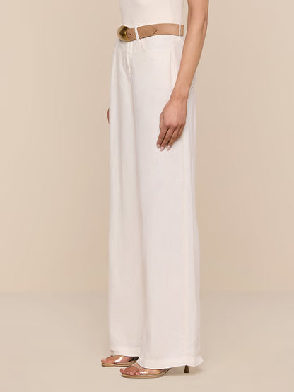 Amara Linen Wide-Leg Pant Vintage White - L'AGENCE