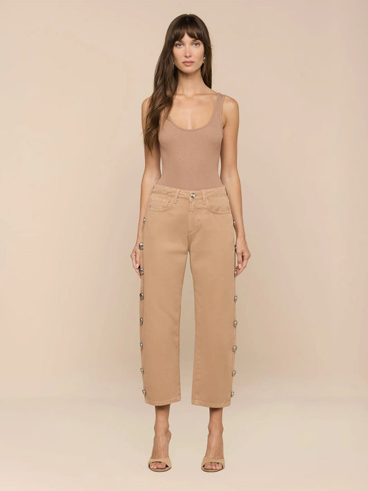 Mallis Studded Bow-Leg Jean Cappuccino - L'AGENCE