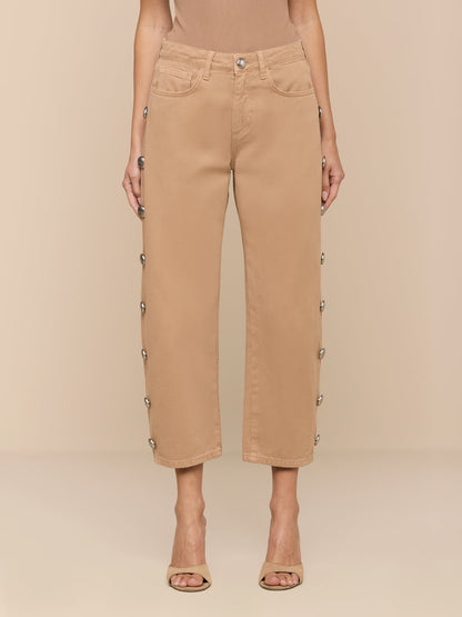 Mallis Studded Bow-Leg Jean Cappuccino - L'AGENCE