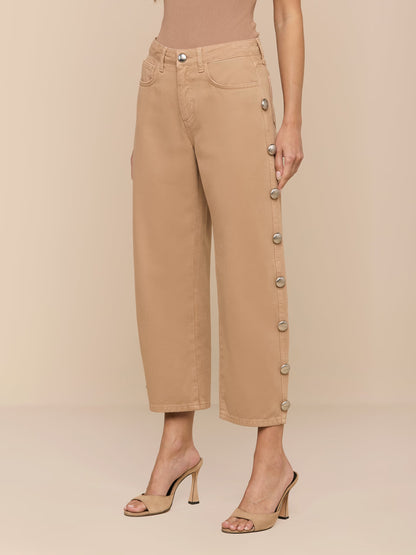 Mallis Studded Bow-Leg Jean Cappuccino - L'AGENCE