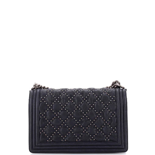 Boy Flap Bag Studded Quilted Distressed Calfskin New Medium - Chanel