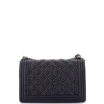 Boy Flap Bag Studded Quilted Distressed Calfskin New Medium - Chanel