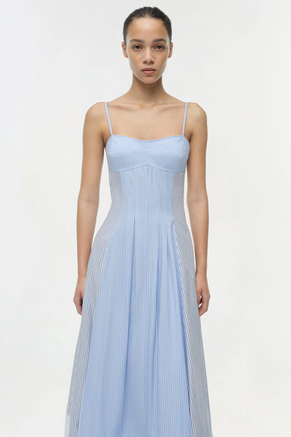 Chamberlain Cotton Midi Dress Periwinkle Multi Stripe - Simkhai