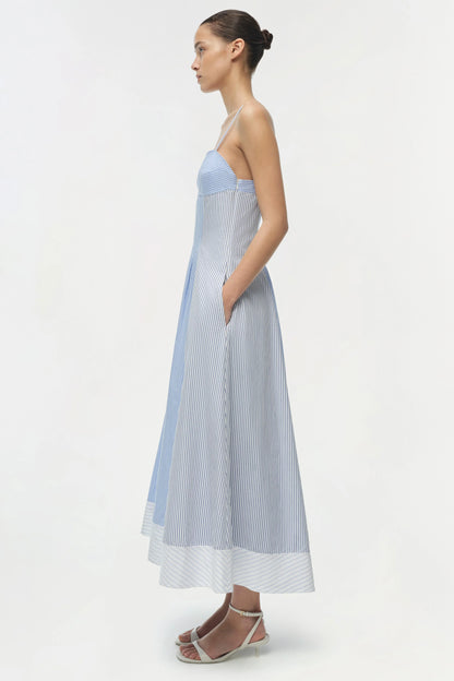 Chamberlain Cotton Midi Dress Periwinkle Multi Stripe - Simkhai