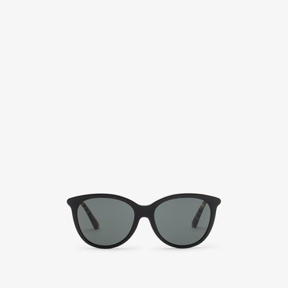 Check Round Sunglasses Black - Burberry