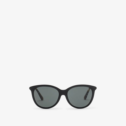 Check Round Sunglasses Black - Burberry